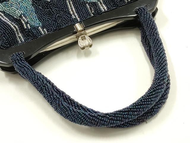 平和屋着物●和装小物 和装バッグ ハンドバッグ ビーズバッグ 縞 逸品 AABK5515ay