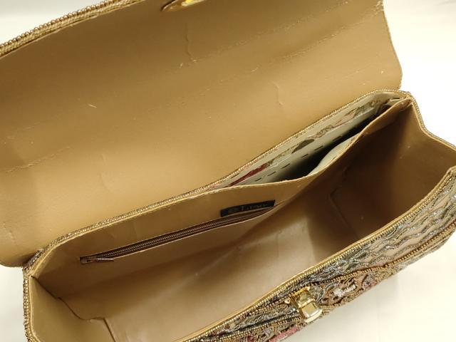 平和屋着物●和装小物 和装バッグ Lumy はしもと ハンドバッグ ビーズバッグ 花柄 逸品 AABK5518ay