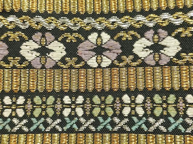 平和屋着物●和装小物 和装バッグ ハンドバッグ 利休バッグ 横段花文 金銀糸 帯地使用 逸品 AABK5521ay