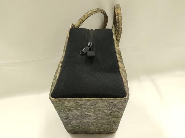平和屋着物●和装小物 和装バッグ ハンドバッグ 利休バッグ 刺繍 蔦草文 帯地使用 逸品 AABK5522ay