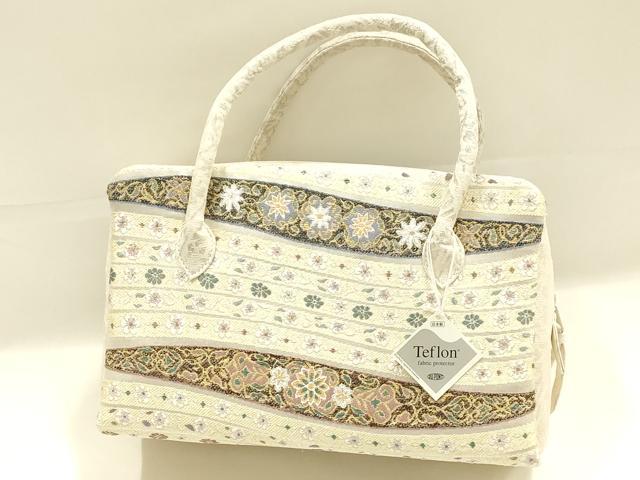 平和屋着物●和装小物 和装バッグ ハンドバッグ 利休バッグ 花柄 金銀糸 逸品 未使用 AABK5526ay