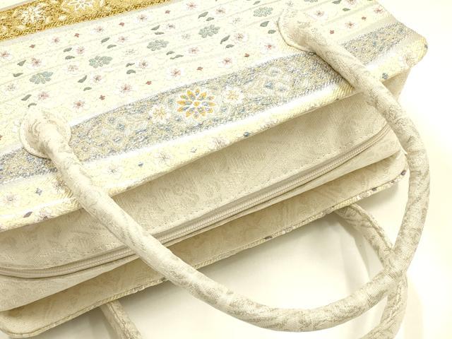 平和屋着物●和装小物 和装バッグ ハンドバッグ 利休バッグ 花柄 金銀糸 逸品 未使用 AABK5526ay