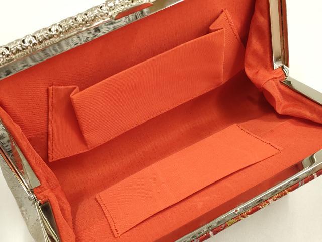 平和屋着物●西陣 川島織物 和装小物 和装バッグ ハンドバッグ チェーンバッグ 更紗花鳥文 金銀糸 「趣楽」生地 逸品 AABK5531ay