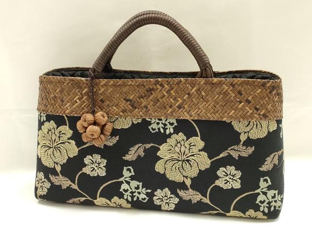 平和屋着物●西陣 川島織物 和装小物 和装バッグ ハンドバッグ 刺繍 更紗花文 逸品 AABK5532ay