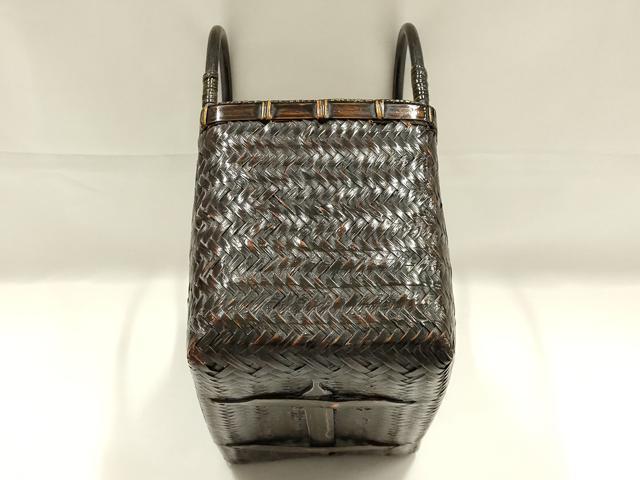 平和屋着物●和装小物 和装バッグ ハンドバッグ 籠バッグ 巾着付き 天然素材 逸品 未使用 AABK5534ay