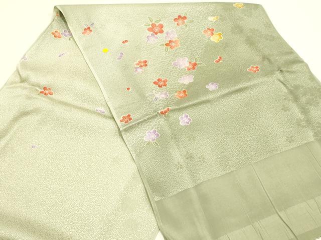 平和屋本店●和装小物 帯締め・帯揚げセット 平組 舞花文 金糸 金彩 暈し染め 正絹 逸品 未使用 AABK5544ay