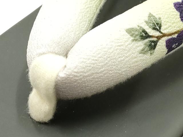 平和屋着物●岡重謹製 OKAJIMA 和装小物 下駄 桐下駄 二枚歯 黒 友禅柄鼻緒 象更紗 浴衣 共箱付き 逸品 未使用 AABK5558ay