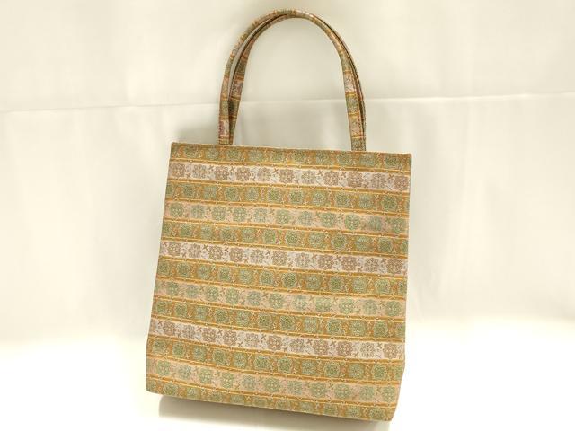 平和屋着物▼和装小物 和装バッグ ハンドバッグ トートバッグ 花鳥文 金糸 春草 逸品 未使用 AABK5578ay
