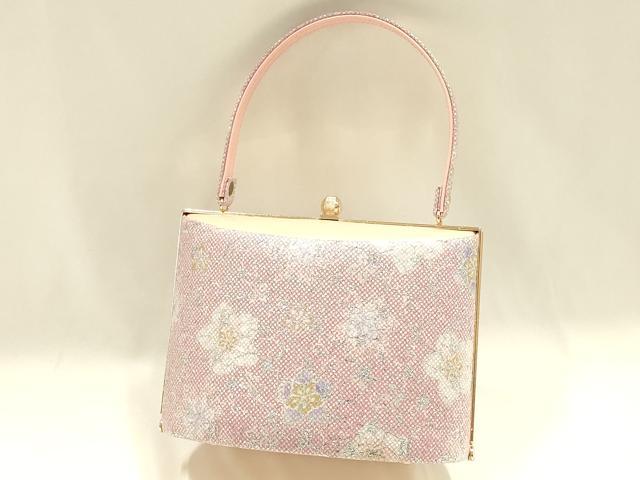 平和屋着物▼和装小物 和装バッグ ハンドバッグ 花柄 銀糸 金彩 逸品 AABK5579ay