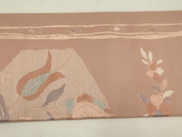 平和屋着物◎九寸名古屋帯 ペルシャ文 金糸 正絹 逸品 AABK5630ou