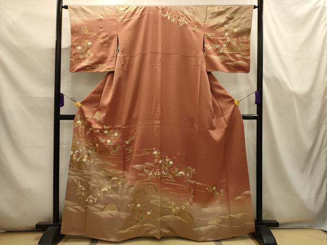 平和屋着物■訪問着 駒刺繍 流水花籬文 暈し染め 金彩 正絹 逸品 AABK5645sx