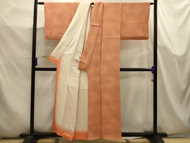 平和屋着物■上質な小紋 霞文 暈し染め 鬼しぼ縮緬 正絹 逸品 AABK5653sx