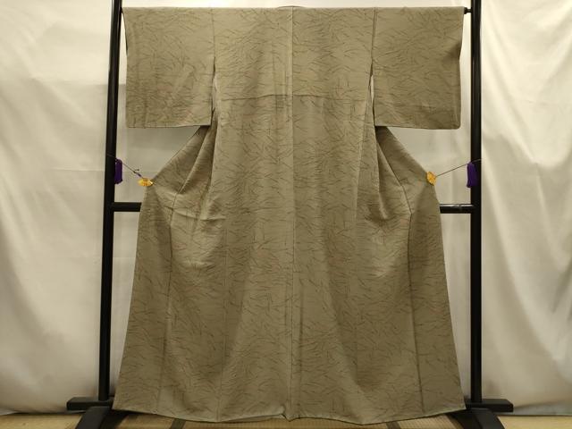 平和屋着物■上質な小紋 松葉文 鬼しぼ縮緬 正絹 逸品 AABK5655sx