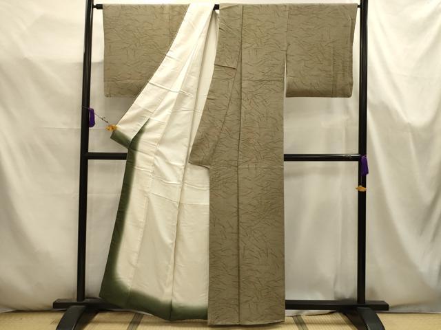 平和屋着物■上質な小紋 松葉文 鬼しぼ縮緬 正絹 逸品 AABK5655sx