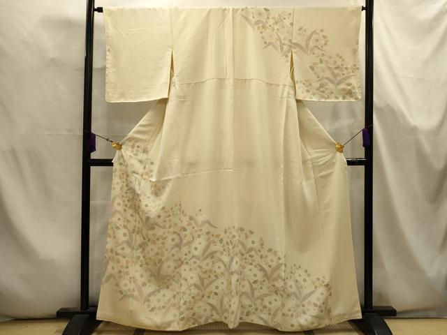 平和屋着物■訪問着 刺繍 草花文 銀糸 正絹 逸品 AABK5659sx