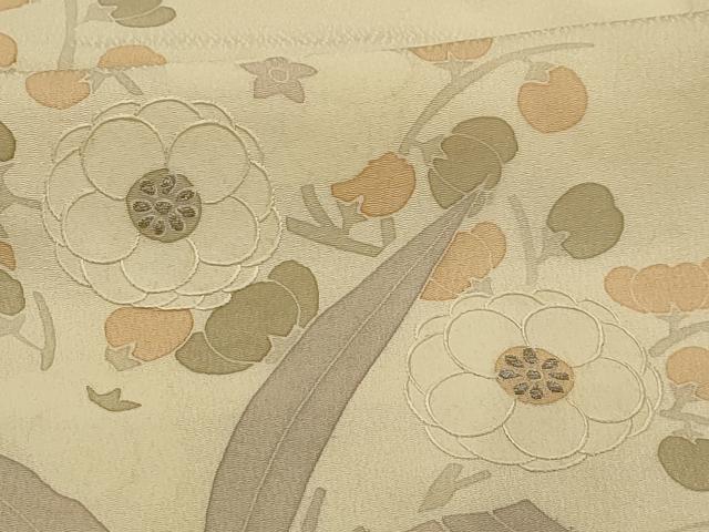 平和屋着物■訪問着 刺繍 草花文 銀糸 正絹 逸品 AABK5659sx