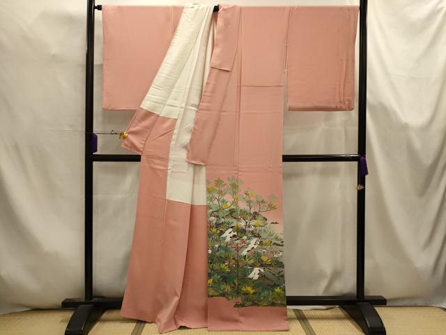 平和屋着物■豪華色留袖 友禅 作家物 飛鶴梅松文 正絹 逸品 AABK5663sx