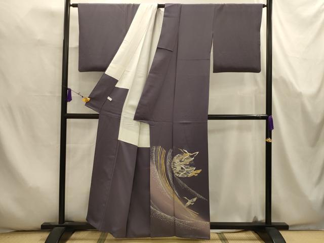 平和屋着物■豪華色留袖 駒刺繍 飛鶴文 暈し染め 金銀彩 正絹 逸品 AABK5665sx