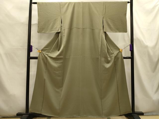 平和屋着物■上質な色無地 網代文様 鶸茶色 正絹 逸品 AABK5685sx