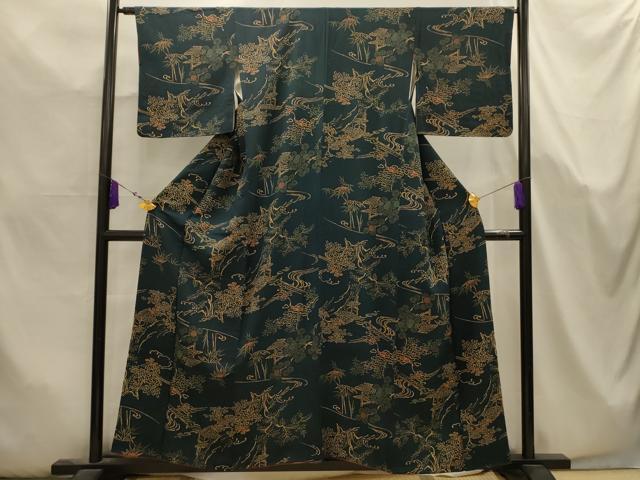 平和屋着物■上質な小紋 型染め 風景文 正絹 逸品 AABK5688sx
