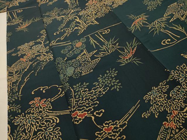 平和屋着物■上質な小紋 型染め 風景文 正絹 逸品 AABK5688sx