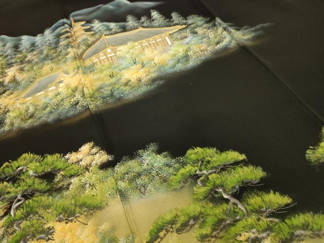 平和屋着物■豪華黒留袖 作家物 手描き 大和東大寺 暈し染め 金彩 正絹 逸品 AABK5703sx