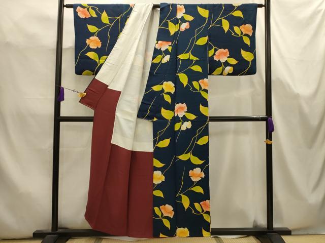 平和屋着物■上質な小紋 草花文 正絹 逸品 AABK5710sx