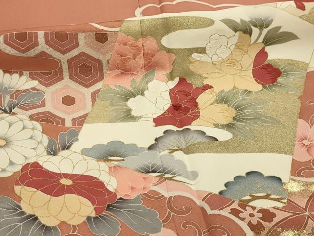 平和屋着物■豪華色留袖 刺繍 松竹梅色紙重ね吉祥花文 金彩 正絹 逸品 AABK5711sx