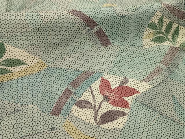 平和屋着物■本場染大島紬 草花文 正絹 逸品 AABK5714sx
