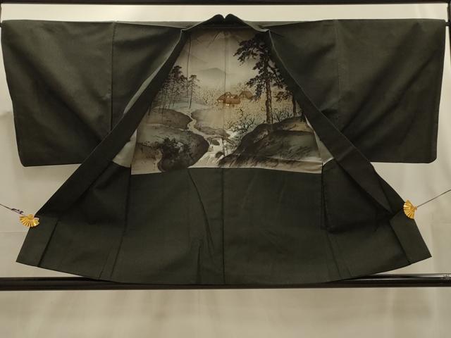 平和屋着物■男性 小紋 アンサンブル 霞文 正絹 逸品 AABK5717sx