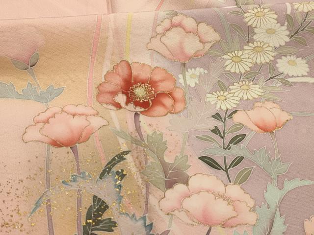 平和屋着物■訪問着 作家物 流水草花文 暈し染め 金彩 正絹 逸品 AABK5721sx