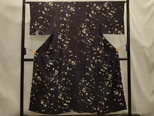 平和屋着物■上質な小紋 吹き寄せ文 金彩 鬼しぼ縮緬 正絹 逸品 AABK5729sx