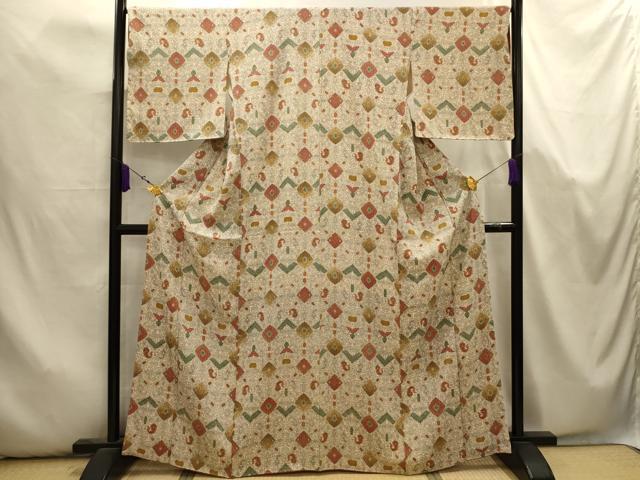 平和屋着物■上質な小紋 幾何学文様 正絹 逸品 AABK5731sx