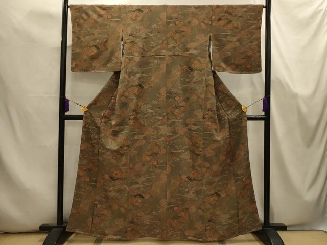 平和屋着物■上質な小紋 流水扇面花文 金彩 正絹 逸品 AABK5732sx