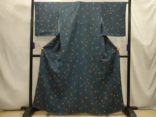 平和屋着物■上質な小紋 幾何学文様 正絹 逸品 AABK5737sx