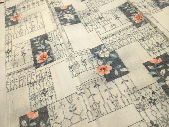 平和屋着物■上質な紬 色紙花文 正絹 逸品 AABK5738sx