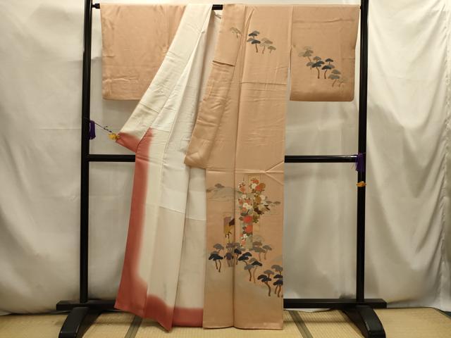 平和屋着物■訪問着 刺繍 花短冊浜松文 金銀彩 金糸 正絹 逸品 AABK5741sx