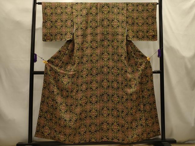 平和屋着物■上質な小紋 草花文 正絹 逸品 AABK5745sx