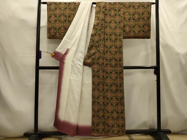 平和屋着物■上質な小紋 草花文 正絹 逸品 AABK5745sx