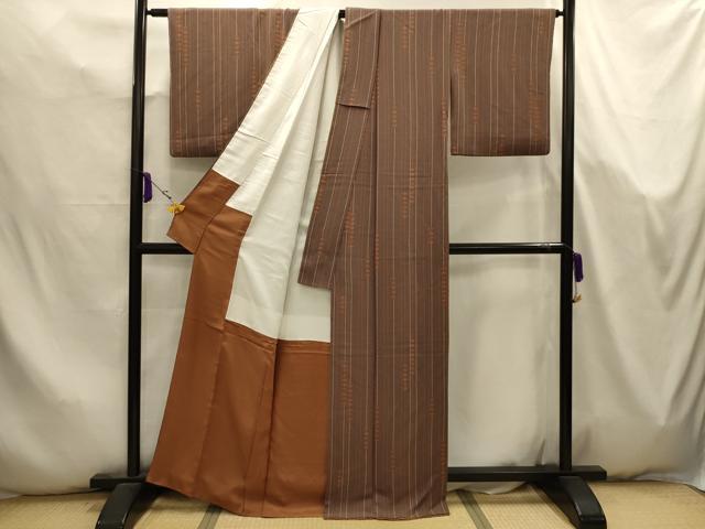 平和屋着物■上質な小紋 花間道 鬼しぼ縮緬 正絹 逸品 AABK5750sx