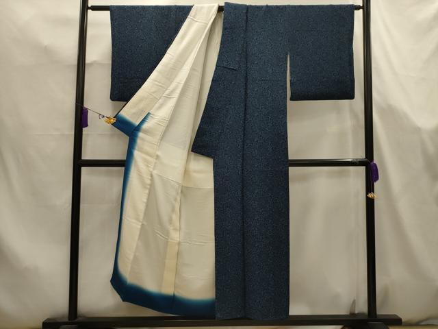 平和屋着物■上質な小紋 更紗花文 鬼しぼ縮緬 正絹 逸品 AABK5752sx
