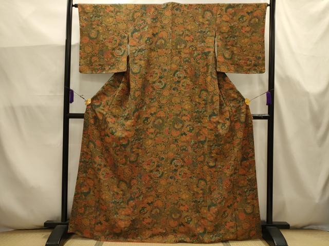 平和屋着物■上質な小紋 風景絵皿文 正絹 逸品 AABK5757sx