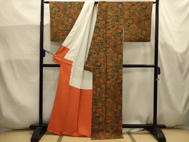 平和屋着物■上質な小紋 風景絵皿文 正絹 逸品 AABK5757sx
