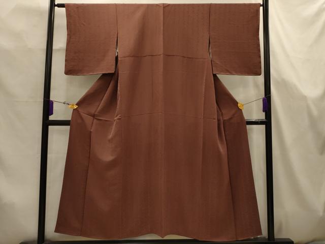 平和屋着物■上質な色無地 花間道地紋 焦茶色 正絹 逸品 AABK5761sx