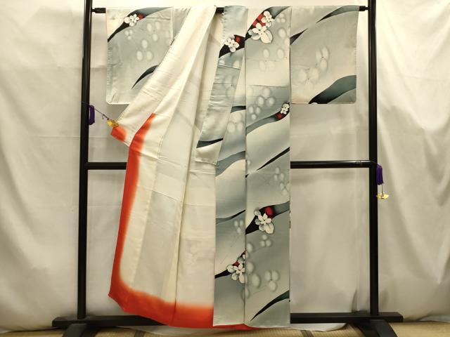 平和屋着物■上質な小紋 草花文 暈し染め 正絹 逸品 AABK5766sx