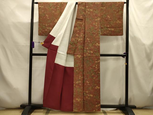 平和屋着物■上質な小紋 草花文 正絹 逸品 AABK5776sx