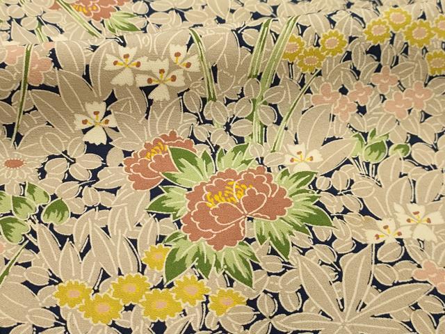 平和屋着物■上質な小紋 草花文 正絹 逸品 AABK5792sx