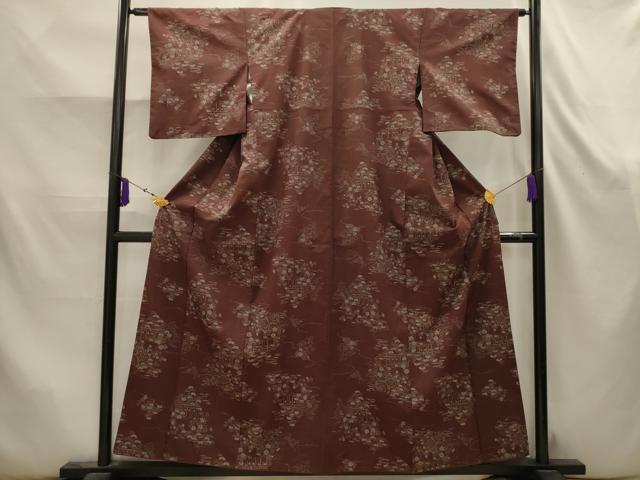 平和屋着物■紬 風景文 洗える着物 AABK5814sx