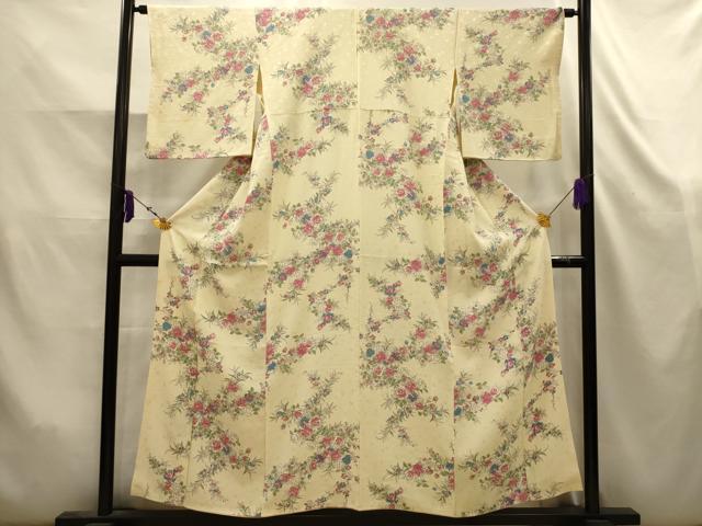 平和屋着物■上質な小紋 草花文 正絹 逸品 AABK5819sx