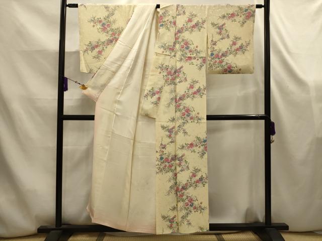 平和屋着物■上質な小紋 草花文 正絹 逸品 AABK5819sx